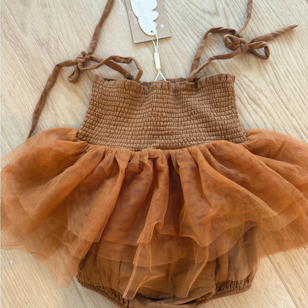 Angel Dear Brown Tulle Tutu Baby Romper